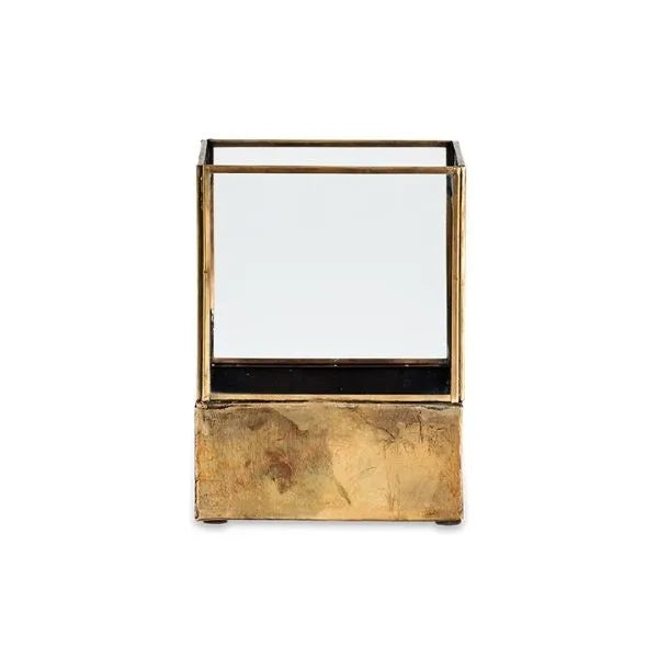 Small Sampara storm lantern with a brass base, white background