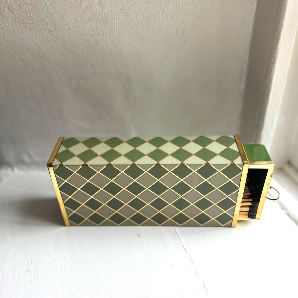 Harlequin oversized matchbox in Sage Green, angled view